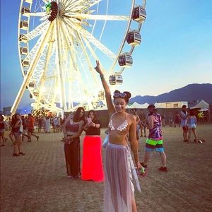 Nude Mesh Maxi Skirt